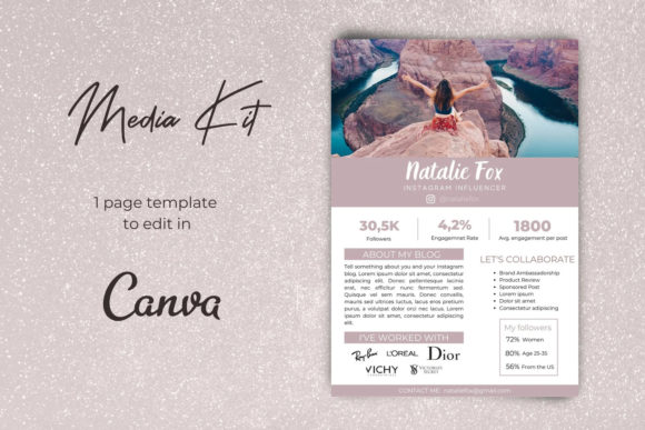 Download 1 Paged Influencer Media Kit Template - Media kit Collection