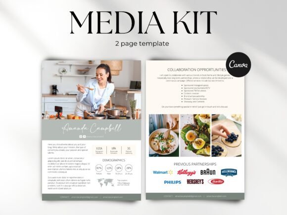 Download Food Blogger Media Kit Canva Template - Media kit Collection